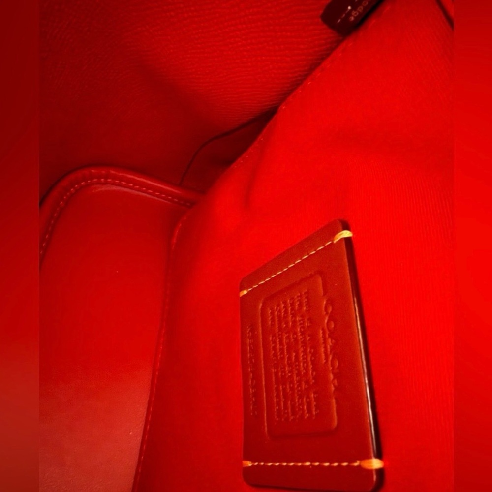 Coach Navy Signature Drawstring Bucket with Red Trim - Picture 3 of 3